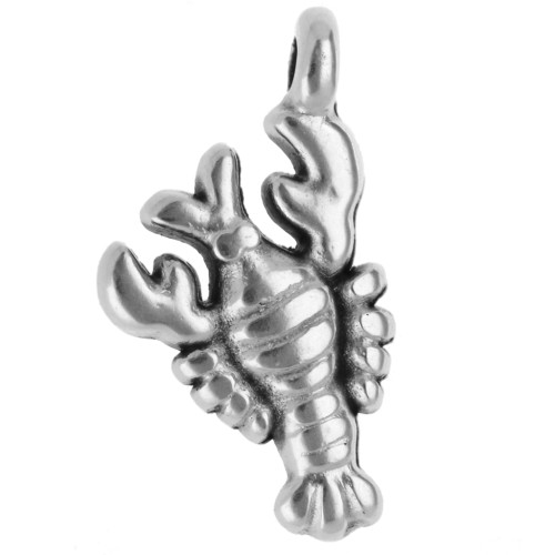Breloque homard 15x8.5 mm - Placage argent fin vieilli x1