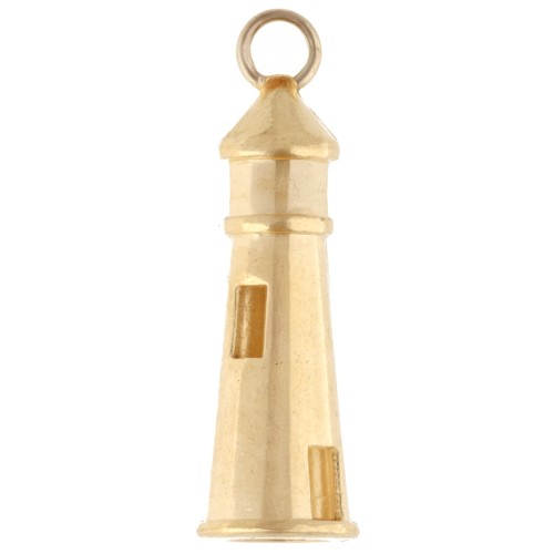 Pendentif phare 25x8 mm - Doré à l'or fin x1