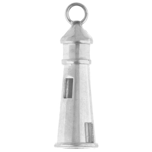 Pendentif phare 25x8 mm - Placage Argent fin vieilli x1