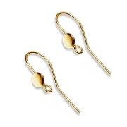 Crochets d'oreilles 17 mm et disque 4,5 mm Argent 925 doré à l'or fin x2