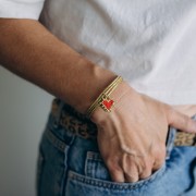 Cordon magnétique pour bracelet et collier - Acier inox 316 Doré - Noir x1