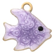 Mini breloque poisson 10 mm avec époxy - Acier inoxydable 304 Doré - Mauve x1