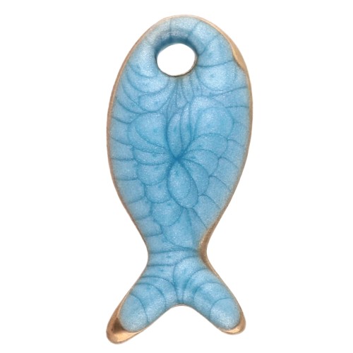 Mini breloque poisson 10x5 mm avec époxy - Acier Inoxydable 304 - Bleu x1