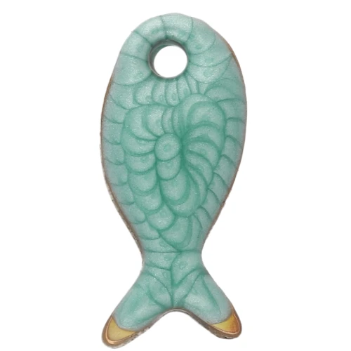 Mini breloque poisson 10x5 mm avec époxy - Acier Inoxydable 304 - Vert x1