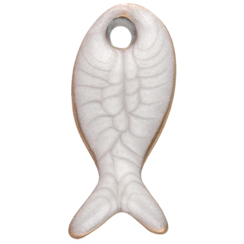 Mini breloque poisson 10x5 mm avec époxy - Acier Inoxydable 304 - Blanc x1