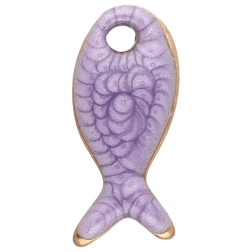 Mini breloque poisson 10x5 mm avec époxy - Acier Inoxydable 304 - Mauve x1