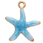 Breloque étoile de mer 12x11 mm avec époxy - Acier Inoxydable 304 - Bleu x1