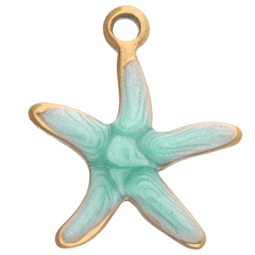 Breloque étoile de mer 12x11 mm avec époxy - Acier Inoxydable 304 - Vert x1