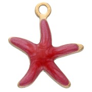 Breloque étoile de mer 12x11 mm avec époxy - Acier Inoxydable 304 - Rouge x1