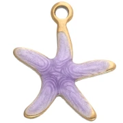 Breloque étoile de mer 12x11 mm avec époxy - Acier Inoxydable 304 - Mauve x1