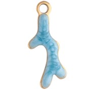Mini breloque corail 13x5 mm avec époxy - Acier inoxydable 304 Doré - Bleu x1