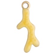 Mini breloque corail 13x5 mm avec époxy - Acier inoxydable 304 Doré - Jaune x1