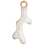 Mini breloque corail 13x5 mm avec époxy - Acier inoxydable 304 Doré - Blanc x1