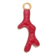 Mini breloque corail 13x5 mm avec époxy - Acier inoxydable 304 Doré - Rouge x1|raw }}