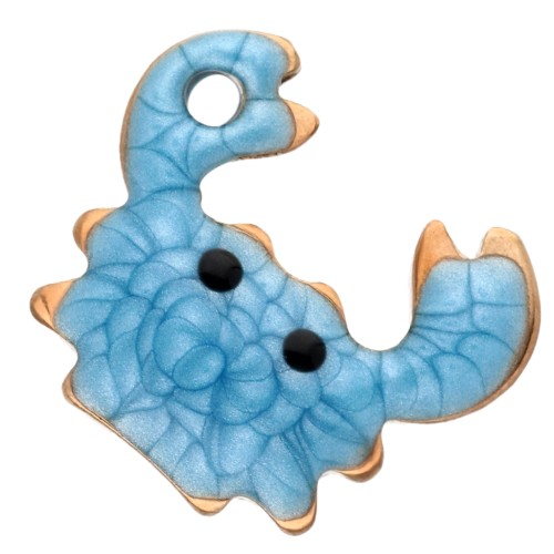 Mini breloque crabe 11.5x11 mm avec époxy - Acier inoxydable 304 Doré - Bleu x1