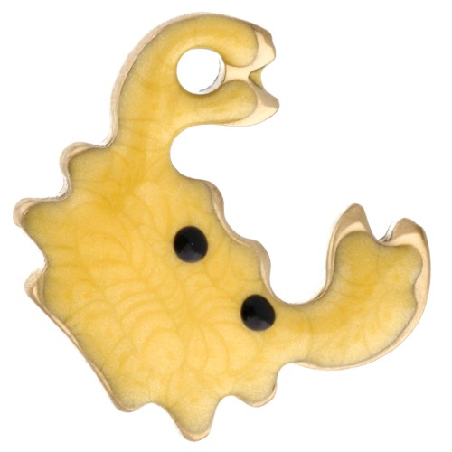 Mini breloque crabe 11.5x11 mm avec époxy - Acier inoxydable 304 Doré - Jaune x1
