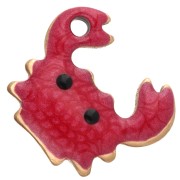 Mini breloque crabe 11.5x11 mm avec époxy - Acier inoxydable 304 Doré - Rouge x1