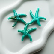 Perle étoile de mer 37x43 mm en acrylique - Turquoise - Marron marbré x1