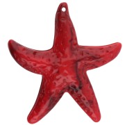 Pendentif étoile de mer 49x45 mm en acrylique - Rouge - Noir marbré x1