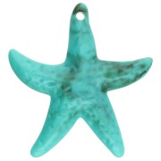 Pendentif étoile de mer 49x45 mm en acrylique - Turquoise - Marron marbré x1