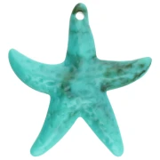 Pendentif étoile de mer 49x45 mm en acrylique - Turquoise - Marron marbré x1