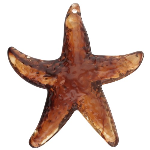 Pendentif étoile de mer 49x45 mm en acrylique - Marron marbré x1