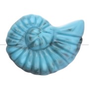 Perle coquillage escargot 20x16 mm en acrylique - Turquoise marbré x1