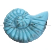 Perle coquillage escargot 20x16 mm en acrylique - Turquoise marbré x1
