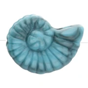 Perle coquillage escargot 40x30 mm en acrylique - Turquoise marbré x1