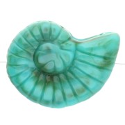 Perle coquillage escargot 40x30 mm en acrylique - Vert turquoise marbré x1