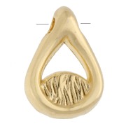 Breloque goutte 10x7 mm motif œil avec résine époxy - Doré à l'or fin - Blanc x1