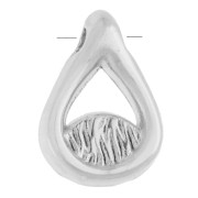 Breloque goutte 10x7mm motif œil résine époxy - Placage Argent fin vieilli - Blanc