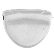 Perle demi cercle 11x14 mm motif œil et époxy - Placage Argent fin vieilli - Blanc