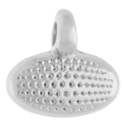 Mini breloque ovale 8x9 mm résine époxy - Placage Argent fin vieilli - Vert sauge