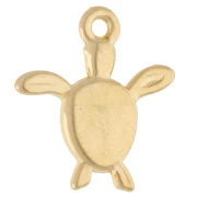 Breloque tortue 18.5x17 mm - Doré à l'or fin - Vert pailleté x1