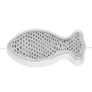 Perle poisson 6x13 mm motif œil - résine  époxy Placage argent fin Blanc Bleu x1
