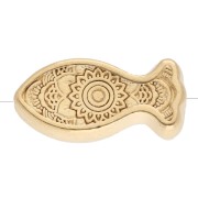 Perle poisson rayé 7x15 mm avec résine époxy -  Doré à l'or fin Bleu Blanc x 1
