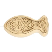 Perle poisson rayé 7x15 mm avec epoxy -  Doré à l'or fin Turquoise Ivoire x 1