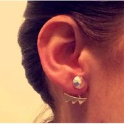 Bijoux d'oreilles Ear Jackets triangles 18 mm en Argent 925 doré x2