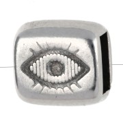 Poussoir rectangle œil 7.5x8 mm pour lacet 5 mm Placage argent fin vieilli x 1