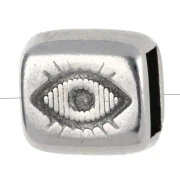 Poussoir rectangle œil 7.5x8 mm pour lacet 5 mm Placage argent fin vieilli x 1