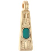 Vert - Pendentif trapèze 21.5x6 mm avec résine époxy - Doré à l'or fin - Vert x1 Pendentif trapèze 21.5x6 mm avec résine époxy - Doré à l'or fin - Vert x1