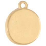 Breloque ronde irrégulière 15 mm - motif soleil - Doré à l'or fin - Rose pailleté