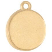 Breloque ronde irrégulière 15 mm - motif soleil - Doré à l'or fin - Bleu pétrole