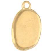 Pendentif ovale 21x13.5 mm - motif hippocampe - Doré à l'or fin - Rose pailleté x1