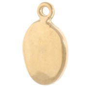 Breloque ovale 19x11 mm - motif coquillage - Doré à l'or fin - Corail fluo x1