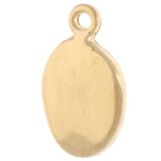 Breloque ovale 19x11 mm - motif coquillage - Doré à l'or fin - Corail fluo x1