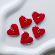 Pendentif cœur 21x23 mm en céramique - Marbré Rouge x1