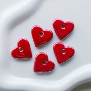 Pendentif cœur 21x23 mm en céramique - Marbré Rouge x1