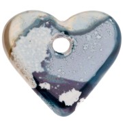 Blanc - Pendentif cœur 21x23 mm en céramique - Marbré Bleu - Blanc x1 Pendentif cœur 21x23 mm en céramique - Marbré Bleu - Blanc x1